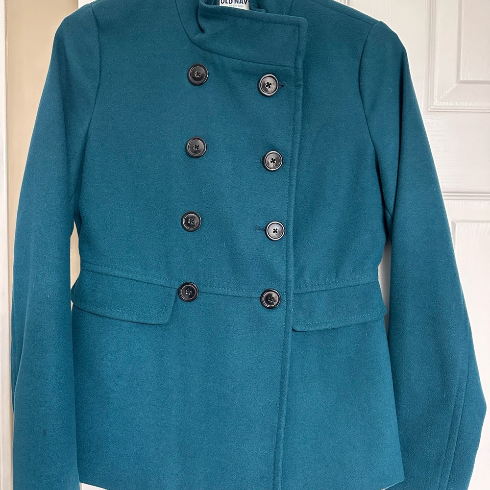 Old Navy, XS Pea Coat, bluish green color